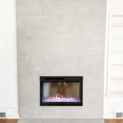 Fireplace installation, wall tiles