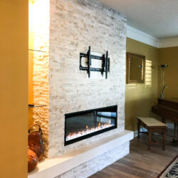 fireplace installation, natural stone