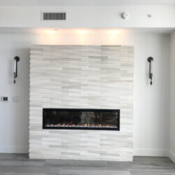 Fireplace installation, natural stone