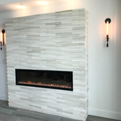 Fireplace installation, natural stone